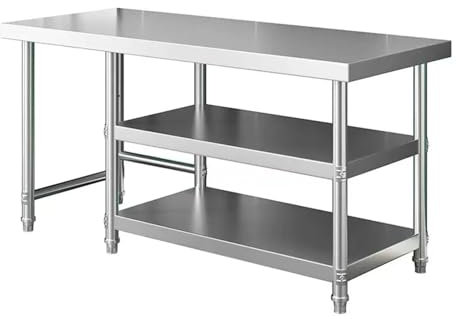 HARELA Edelstahl Arbeitstisch, Arbeitstisch, Küchentisch, Edelstahl Zubereitungstisch, mit Verstellbare Füße, für Speisekammern, Restaurants, Küchen, Großküchen(120 * 60 * 80cm/47.2 * 23.6 * 31.5in)