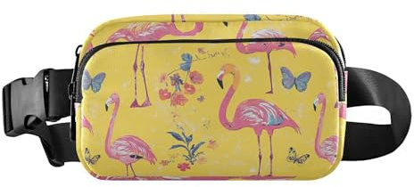 Sweet Burmesecats Gürteltasche für Herren und Damen, Mehrzweck-Bauchtasche mit verstellbarem Riemen, Weiß, Süßes Flamingo-Gelb, 1 size