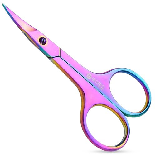 Nail Scissors Curved Cuticle Sharp Multipurpose Beauty & Grooming Shears for Eyebrows, Eyelashes, Toenails, Manicure, Pedicure, Nose, Trimming Cuticles Women & Men (Rainbow)