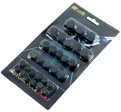 Cache-écrou moto noir – couvercle écrou moteur décoratif en 5 couleurs, cache-vis antirouille pour moto, cache-boulons universels 10 mm | lot de 30 pièces couvercle écrou moto, kit décoratif pour