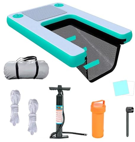 Scaletta Per Cani da Barca Rampa per scaletta per cani, per piscine, banchine, laghi e barche, rampa galleggiante Safety Pup Plank con gradini 3D, borsa portatile, piattaforma di imbarco per(Green)