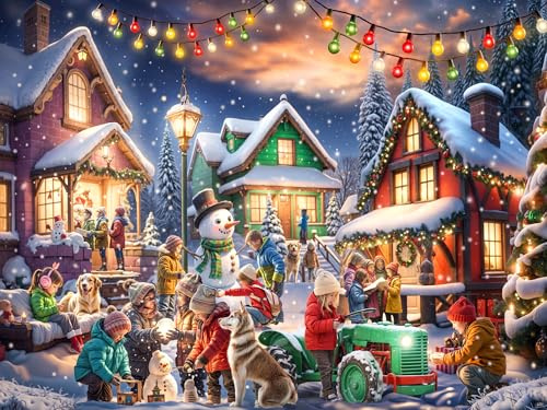 Yuletide Village Christmas Jigsaw Puzzle 500 Piece by Vermont Christmas Company - Large Pieces - Holiday Puzzles for Adults & Families - Fully Interlocking & Randomly Shaped Pieces - 24 x 18