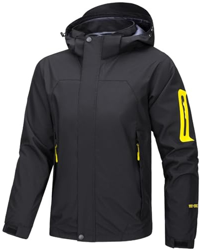PADOLA Veste Imperméable Homme Randonnée Softshell Coupe Vent Respirant Vestes de Pluie Patchwork Blouson Automne Veste mi saison Vélo Blousons Fonctionnelle Manteau Veste de Travail (M, 1 Noir)
