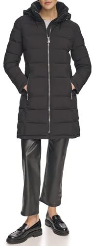 Calvin Klein Damen Hooded Long Puffer Coat – Warm Quilted Winter Jacket Parka