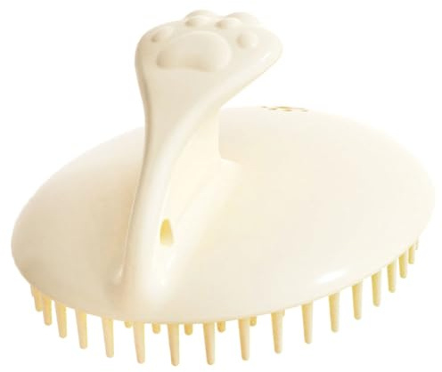 Genérico Cepillo de Pelo Ducha Masajeador de Cuero Cabelludo Beige de Plástico para Lavar, Exfoliante y Relajante Que Detiene la Picazón y Cuida el Cabello