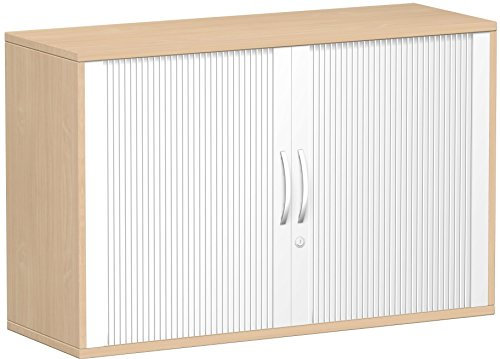 Gera Möbel Schranksystem Flex Anstell-Querrollladenschrank, Holzdekor, Silber/buche, 120 x 42.5 x 72 cm