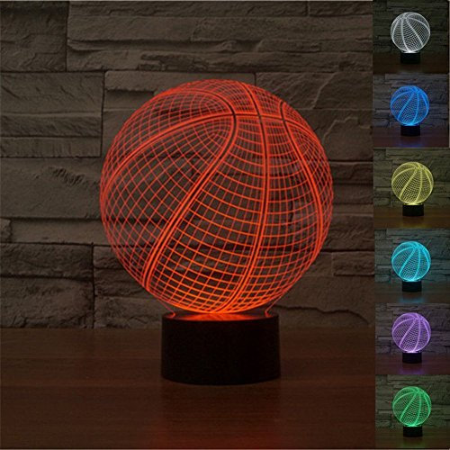 KINGCOO 3D Optical Illusion Lampe LED Nachtlichter, 7 Farben ändern Touch LED Lampe Romantische Atmosphäre für Haus Dekoration Hochzeit Geburtstag Weihnachten Valentine Geschenk (Basketball)