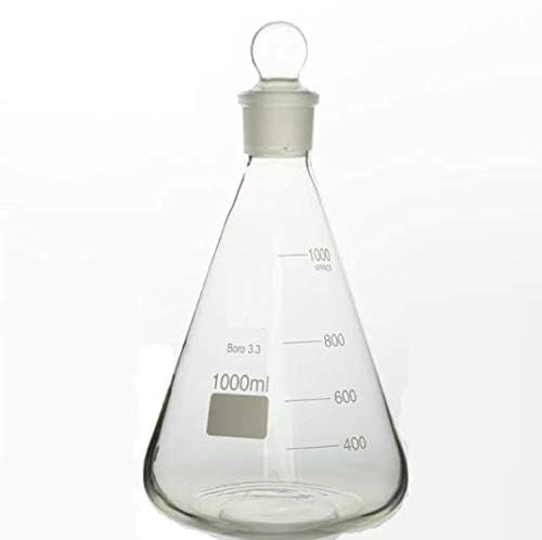 Rocwing Borosilicate 3.3 Glass Graduated Conical Erlenmeyer Flask with Stop (1000ml)