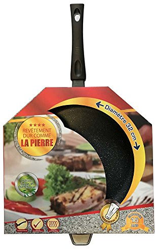 Kitchen Pro - Poêle en Pierre Tous Feux Dont Induction (Poêle en Pierre 32 cm) - Antiadhésive
