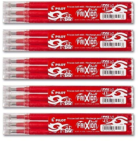 15er Sparpack Pilot Frixion Tintenroller-Ersatzminen radierbar (15er Sparset, rot)