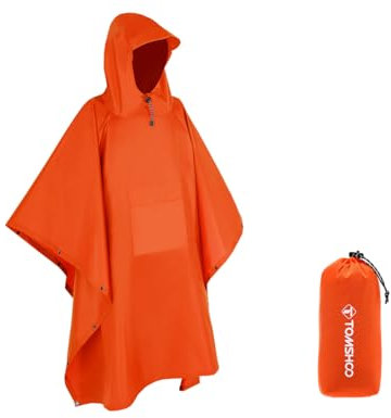 Tomshoo rain poncho, raincoat, waterproof camping tent, tarpaulin, 3-in-1 multifunctional rain cover for hunting, camping, hiking and cycling., Orange
