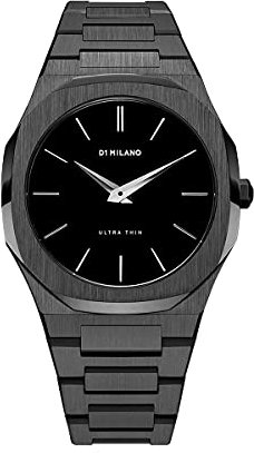 D1 Milano AUTB02 Armbanduhr, Unisex, Quarzuhr, Stahl, ultradünn, brüniert-schwarz