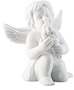 Rosenthal Engel klein Weiss matt Engel mit Blumen, 6,5 cm