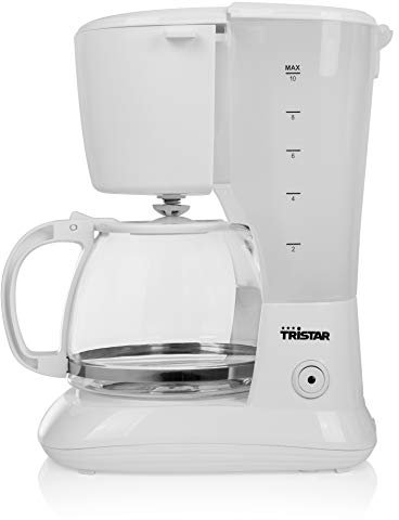 Tristar Kaffeemaschine mit 1,25L Fassungsvermögen – für 10-12 Tassen, auch für Camping, Weiß, CM-1252