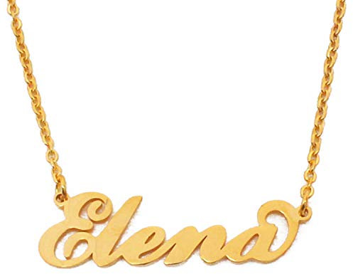 Kigu Elena Halskette mit Namensanhänger – Goldton – Kursiv