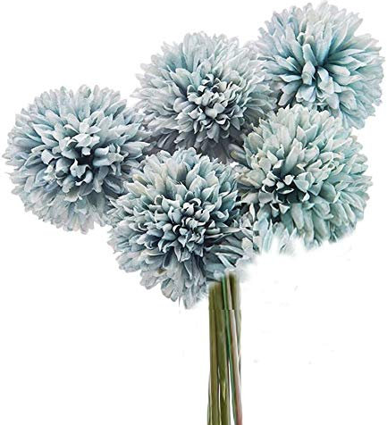 5Pcs Artificial Flowers, Fake Flowers Silk Plastic Artificial Hydrangea Realistic Flower Arrangements Wedding Decoration Table Centerpieces(Blue)