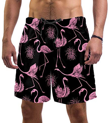 Eslifey - Costume da bagno da uomo con fenicotteri rosa, taglia L Multi S