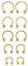 AllerPierce 5 Paar Hufeisen Nasenring Lippenpiercing aus Edelstahl 16ga Circular Barbell Septum Ring Helix Tragus Ohrringe Piercing Schmuck für Frauen Männer 6-14mm (Gold)