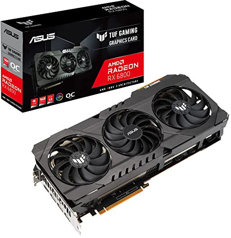 ASUS TUF GAMING AMD Radeon RX 6800 16G OC Edition Grafikkarte (PCIe 4.0, 16GB GDDR6 Speicher, HDMI 2.1, DisplayPort 1.4a, GPU Tweak II, TUF-RX6800-O16G-GAMING)