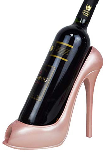 Fantes Porte-bouteilles à talon haut pour comptoir de vin - Support de rangement pour fête de mariage, décoration d'intérieur (talon haut or rose)
