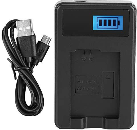 EVTSCAN Chargeur de Batterie LCD NP-FW50 Chargeur USB avec 1 Emplacement pour Sony A6000 A6300 A6500 A7r A7