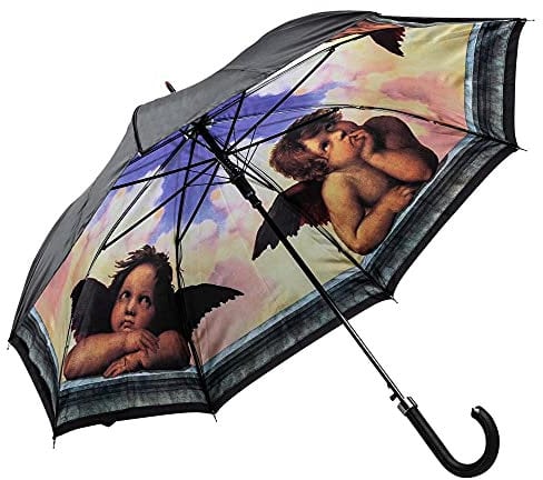 LUCKYWEATHER Regenschirm Stockschirm Damen/Herren Motiv Raffael Engel Auf-Automatik Double Layer I Stockregenschirm groß und stabil sowie hochwertig verarbeitet I Regenschirme mit UV-Schutz