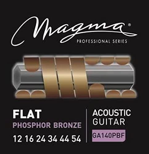 3 Juegos de Cuerdas para Guitarra Acústica Magma Bronce Fosforoso Flat - Tensión Liviano, Calibres 10-46 (GA140PBF)