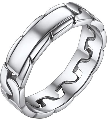 FOCALOOK Edelstahl Ehering für Damen Herren 4mm breit Band Ring Panzerkette Design Trauring Verlobungsring Partnerring Modeschmuck für Hochzeit Jahrestag Größe 49 (15.6)