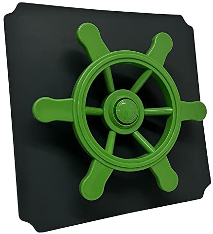 move and stic Platte 40x40 mit Spielfunktion Multifunktionsplatte Spielplatte mit Piratenlenkrad für Spielturm (Platte 40x40cm titangrau mit Piratenlenkrad apfelgrün)