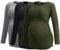 Smallshow Women's Umstandsmode Lange ärmel Umstandsshirt Maternity Tops 3er Pack,Army Green-Black-Light Grey,M