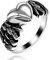 Edelstahl Engel Herz Flügel Ring, Retro schwarze Flügel der Liebe Versprechen Ring für Frauen Mädchen Y678 (Größe 17.3)