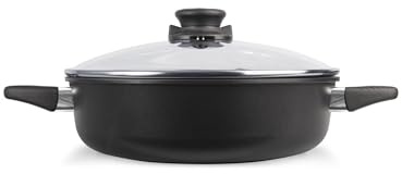 Set Original Gundel GUSS-KASSEROLLE, Ø 26 cm, Höhe 7,5 cm, Schmorpfanne mit Deckel, BIOTAN-Oberfläche, backofenfeste Griffe