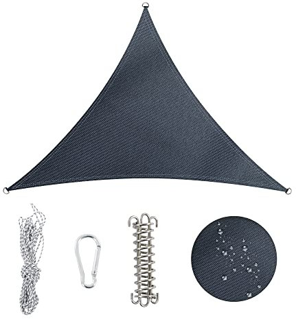 Duhome Sonnensegel Wasserdicht 5x5x5m, Sonnenschutz Wetterbeständig Dreieck UV-Schutz inkl Befestigungsseile für Terrasse Balkon Garten Im Freien, Anthrazit