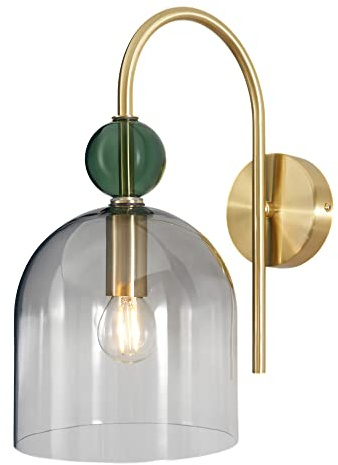 LITECRAFT Visconte Vietri Wall Light 1 Arm with Smoke Tinted Glass Shade - Satin Brass
