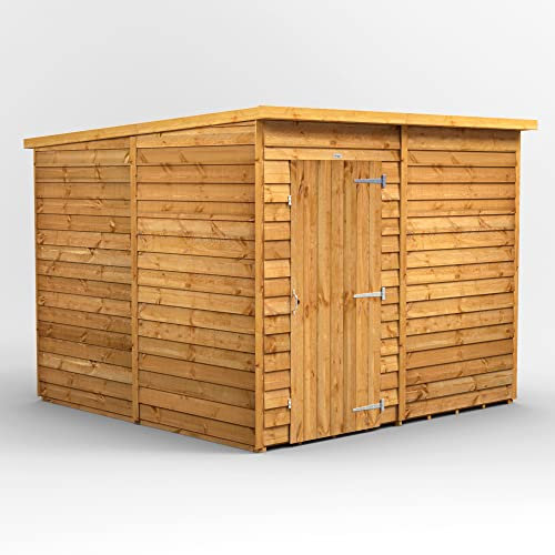 Powersheds High Grade Premium Pent Overlap Wooden Shed with Security Features, Door Flexibility, made from 10mm Extra Thick Timber, for all Storage & Outdoor Needs (Windowless)