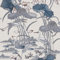 Lotus Pond Blue Wallpaper - Floral Crane Bird Lily Pads Crabs Silk Textured Paste The Wall Modern Non-Woven Vinyl