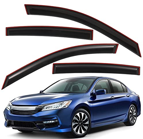 Lightronic WV194535 Deflector de Ventana Lateral en Canal Protector de Lluvia, Ahumado Oscuro inastillable, Juego de 4 Piezas, Apto para Honda Accord Sedan 2013-2017