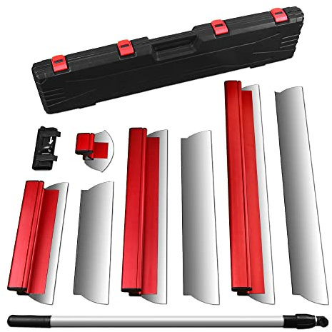 Ensemble de Lames d'écumoire Pour Cloison Sèche avec étui de Transport – Comprend des Lames de 40cm, 60 cm et 80 cm, une Lame Semi-Circulaire, une Poignée d'extension (94 à 170,2 cm) et un support