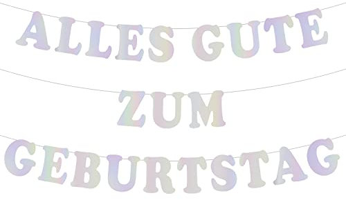 BIROYAL Happy Birthday Girlande, 5M Geburtstag Glitter Banner |Alles Gute zum Geburtstag| Schriftzug Girlande zum Aufhängen, Geburtstag Party Dekoration für Erwachsene & Kinder (Irisierend)
