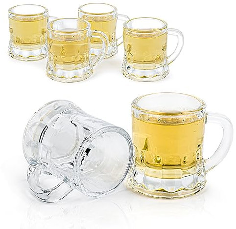 BeBesta Shot Glasses with Handle,Mini Beer Mug Shot Glasses,Party Home Dining Beverage Drinking Glassware,2 oz (6)