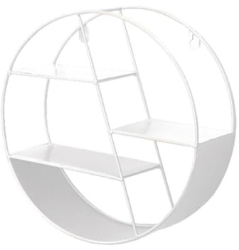 Povanjer Wandregal Rund Aus Metall, Rundes Schweberegal Mit 3 Gitterablagen,Wandregal & Geschweißtes Extradickes Metallfür Wohnzimmer Und Flur, Industrie-Design