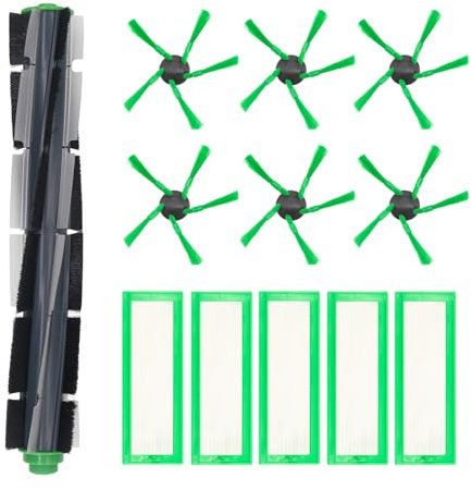 DingGreat 12 teiliges Zubehörset für Vorwerk Kobold VR200 VR300 Saugroboter 4 HEPA-Filter, 6 Seitenbürsten und 1 Hauptbürste - Optimieren Sie die Reinigungsleistung
