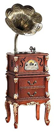 MaGiLL Gramophone, Retro Bluetooth Big Horn Solid Wood Speaker Vintage Turntable Gramophone Shaped Speakers Phonograph Style for Home Decoration Interesting Life