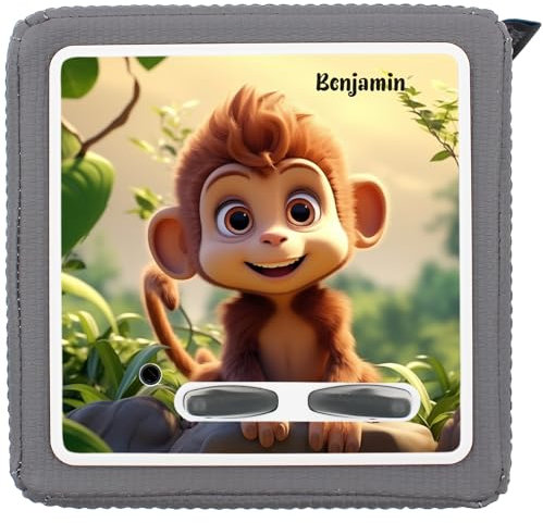 yabaduu Schutzfolie Süße Tiere kompatibel mit Toniebox Lauscher Station Aufkleber personalisierbar Zubehör für Kinder Spielzeug passgenau selbstklebend Y031 (Nr. 51 AFFE, Mit Wunschname)