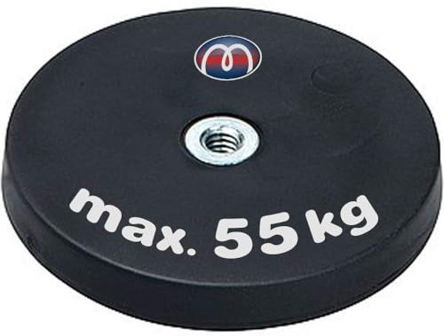 2 x Neodym Magnet-System gummiert Innengewinde - Durchmesser Ø 88 mm - Innen-Gewinde M6 - Haftkraft 55 kg - 2 Stück - NdFeB Magnetsysteme mit Gummimantel - Anti-Rutsch-Beschichtung