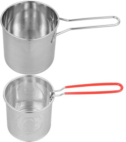 SHOWERORO 1 Set Stainless Steel Fryer Noodle Strainer Mini Deep Fryer Net Barbecue Fry Basket Use Deep Fry Pot Deep Fryer Frying Pan Mini Foods Pasta Tortellini Kitchen Tongs Small Frey Dad
