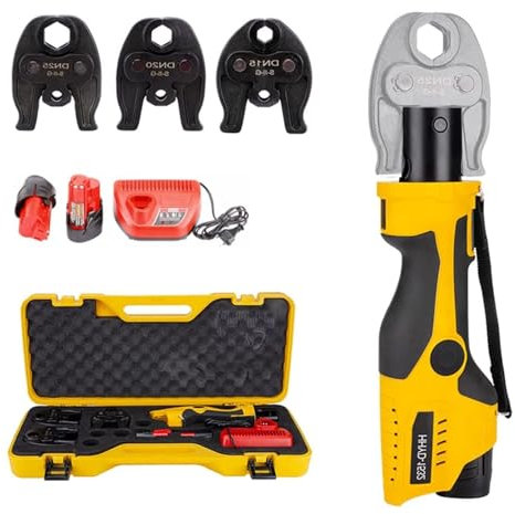 ZIJINGY Kit pressa for Tubi Idraulici, pressa Professionale for Tubi in Rame, con 2 batterie, 3 Ganasce DN15, DN20, DN25, pressa for Tubi Idraulici alimentati a Batteria (Size : Series2)