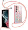Kokio Coque Glitter Magnétique pour Samsung Galaxy S22 Ultra 5G avec Cordon [Compatible avec MagSafe], Motif Coeur Etui pour Filles Femmes, Antichoc Silicone Housse pour Samsung S22 Ultra 5G Rose