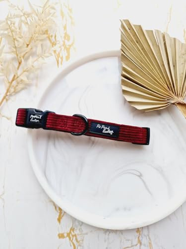 BURGUNDY RED CORD DOG COLLAR S