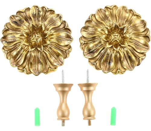 Hicello Vorhang-Raffhalter, Gänseblümchen-Vorhanghalter, Vintage-Raffhalter, antike Wandhaken, französischer Stil, goldfarben, 1 Paar